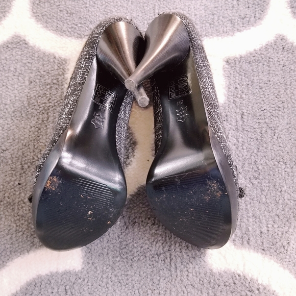 Tweed Peep Toe Platform Heels by Levity - Picture 8 of 11